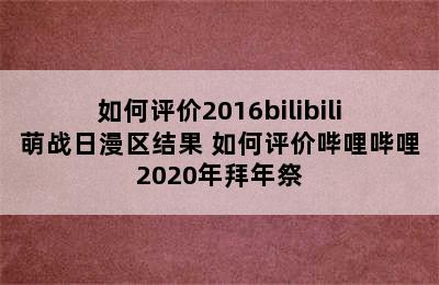 如何评价2016bilibili萌战日漫区结果 如何评价哔哩哔哩2020年拜年祭